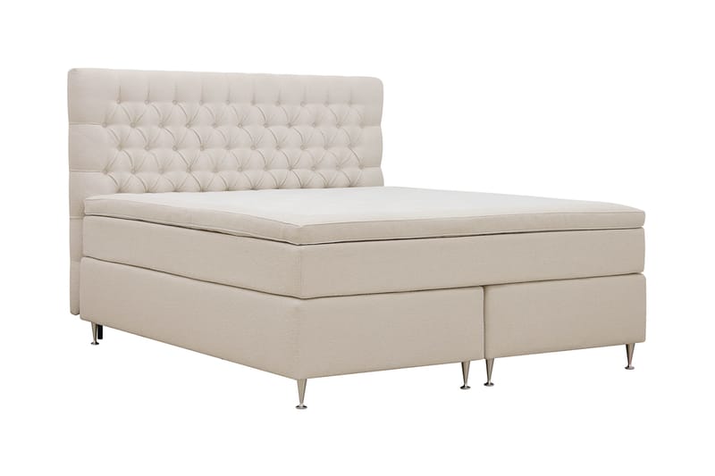 Hilton lyx Komplett Sengpakke 180x200 cm Kontinentalseng med knappet sengegavl - Ivory - Møbler - Senger - Kontinentalsenger