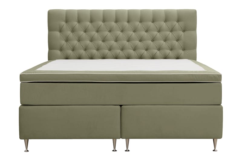 Hilton lyx Komplett Sengpakke 180x200 cm Kontinentalseng med knappet sengegavl - Olive - Møbler - Senger - Kontinentalsenger