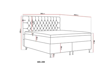 Hilton Lyx Kontinentalseng 160x200 cm - Grå - Møbler - Senger - Kontinentalsenger