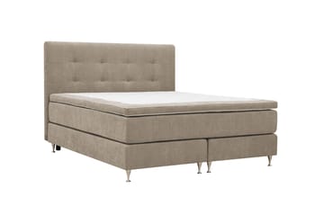Hilton Premium komplett sengepakke 180x200 cm kontinentalseng med sengegavl - Lysebrunt stoff - Møbler - Senger - Kontinentalsenger
