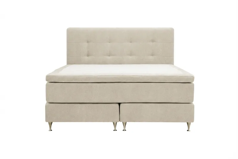 Hilton Premium komplett sengepakke 160x200 cm kontinentalseng med sengegavl, Beige stoff