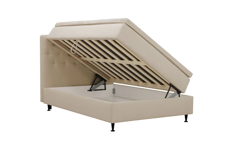 Hilton Plus Komplett sengepakke med oppbevaring 120x200 cm - Beige - Møbler - Senger - Enkeltsenger