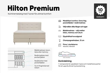 Hilton Premium Kontinentalseng 180x200 cm - Beige Bouclé - Møbler - Senger - Kontinentalsenger