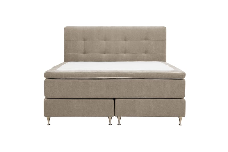Hilton Premium komplett sengepakke 160x200 cm kontinentalseng med sengegavl - Lysebrunt stoff - Møbler - Senger - Kontinentalsenger