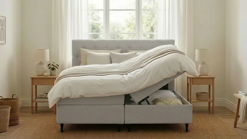 Hilton Plus Komplett sengepakke med oppbevaring 160x200 cm - Grå - Møbler - Senger - Senger med oppbevaring