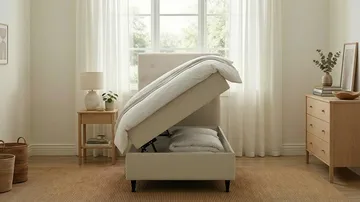 Hilton Plus Komplett sengepakke med oppbevaring 90x200 cm - Lys beige - Møbler - Senger - Senger med oppbevaring