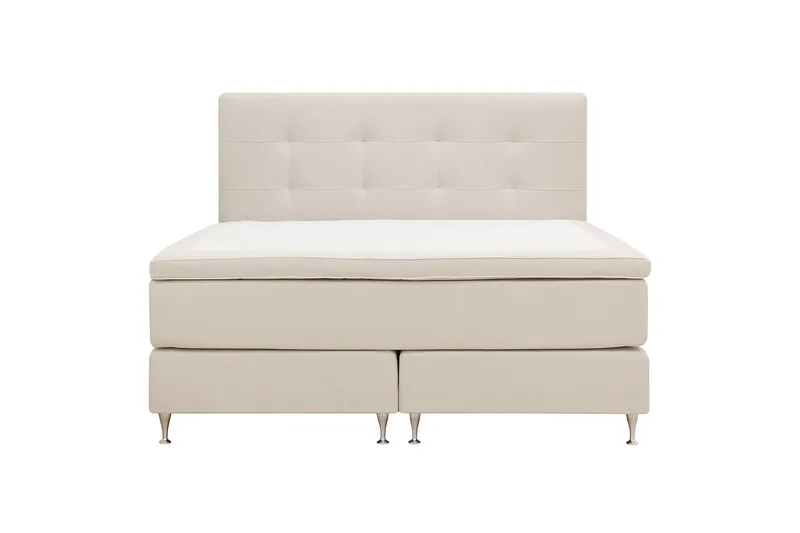 Hilton Premium Komplett Sengpakke 160x200 cm Kontinentalseng med Sengegavl - Beige Stoff - Møbler - Senger - Kontinentalsenger