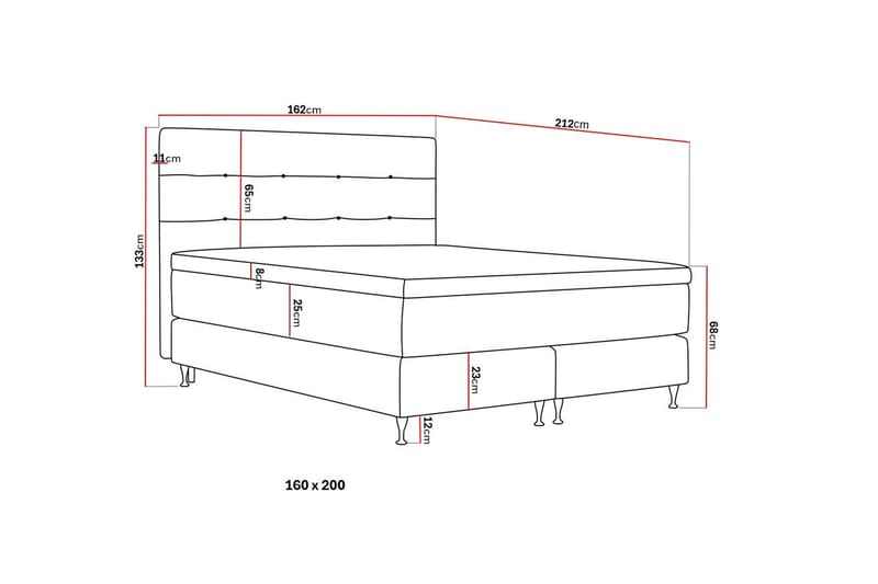 Hilton Premium Komplett Sengpakke 160x200 cm Kontinentalseng med Sengegavl - Beige Stoff - Møbler - Senger - Kontinentalsenger