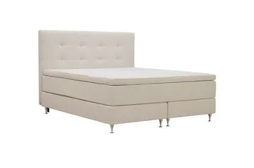 Hilton Premium Komplett Sengpakke 160x200 cm Kontinentalseng med Sengegavl - Beige Bouclé - Møbler - Senger - Kontinentalsenger