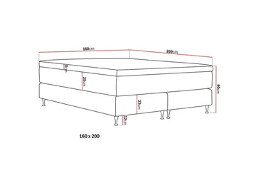 Hilton Premium Kontinentalseng 160x200 cm - Beige Stoff - Møbler - Senger - Kontinentalsenger