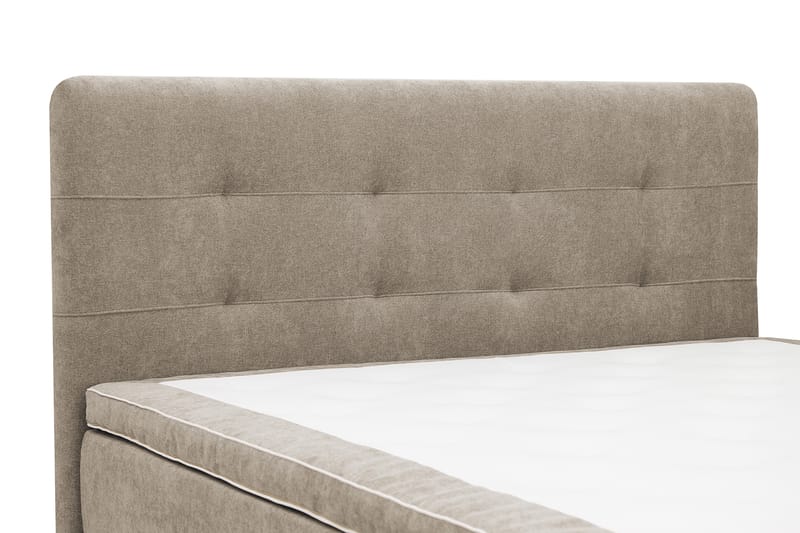 Hilton Premium komplett sengepakke 160x200 cm kontinentalseng med sengegavl - Lysebrunt stoff - Møbler - Senger - Kontinentalsenger
