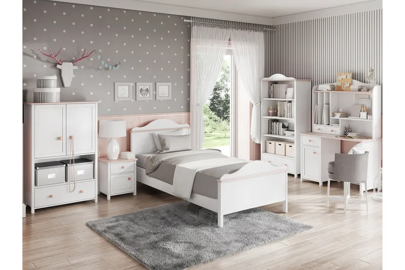 Hilts Soveromsmøbelsett - Hvit/Rosa - Møbler - Senger - Møbelsett til soverom