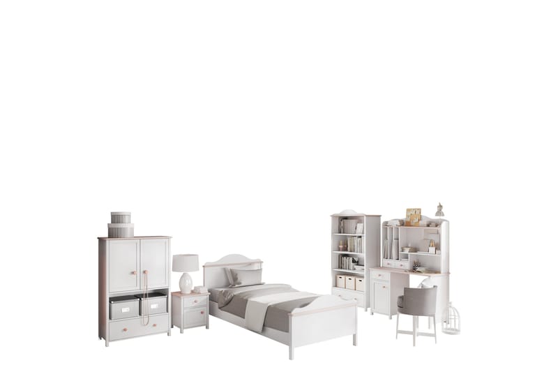 Hilts Soveromsmøbelsett, Hvit/Rosa