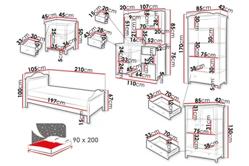 Hilts Soveromsmøbelsett - Hvit/Rosa - Møbler - Senger - Møbelsett til soverom