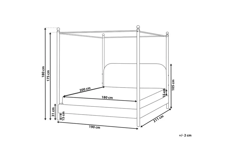 Himmelseng Dannemois - Hvit, Svart, 180x200 cm - Møbler - Senger - Himmelseng