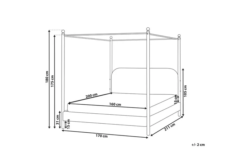 Himmelseng Dannemois - Taupe, svart, 160x200 cm - Møbler - Senger - Himmelseng