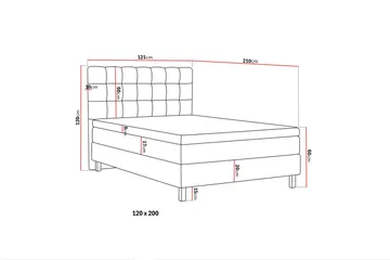 HVILA Classic komplett sengepakke 120x200 cm, kontinentalseng med rutete sengegavl - Grå - Møbler - Senger - Kontinentalsenger