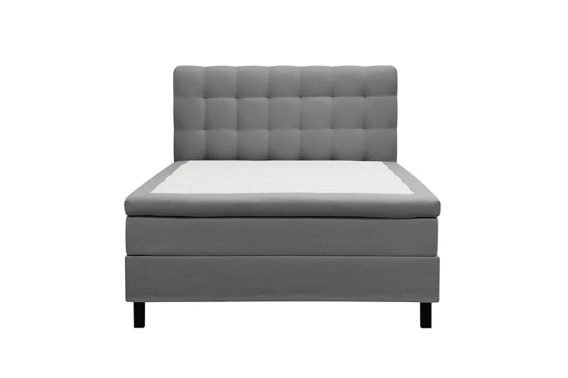 HVILA Classic komplett sengepakke 120x200 cm, kontinentalseng med rutete sengegavl, Grå
