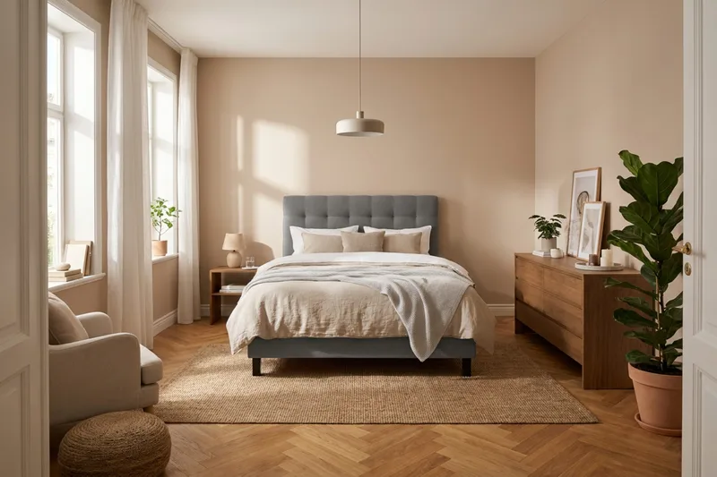 HVILA Classic komplett sengepakke 120x200 cm, kontinentalseng med rutete sengegavl - Grå - Møbler - Senger - Kontinentalsenger
