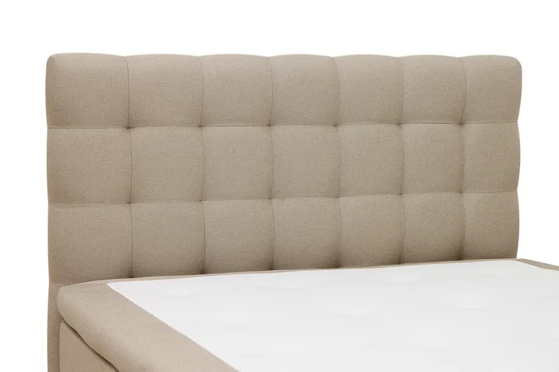 HVILA Classic komplett sengepakke 140x200 cm, kontinentalseng med rutete sengegavl - Beige - Møbler - Senger - Kontinentalsenger