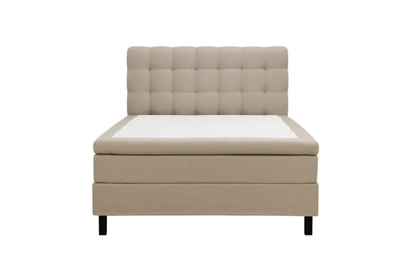 HVILA Classic komplett sengepakke 140x200 cm, kontinentalseng med rutete sengegavl, Beige