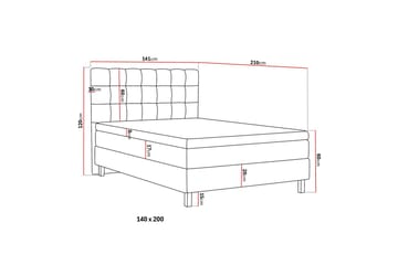 HVILA Classic komplett sengepakke 140x200 cm, kontinentalseng med rutete sengegavl - Beige - Møbler - Senger - Kontinentalsenger