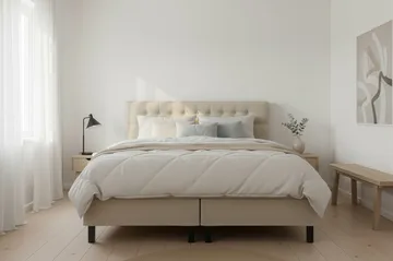 HVILA Classic komplett sengepakke 160x200 cm kontinentalseng med diamantmønstret sengegavl - Beige - Møbler - Senger - Kontinentalsenger