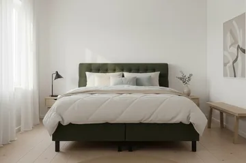 HVILA Classic komplett sengepakke 160x200 cm kontinentalseng med diamantmønstret sengegavl - Grønn - Møbler - Senger - Kontinentalsenger