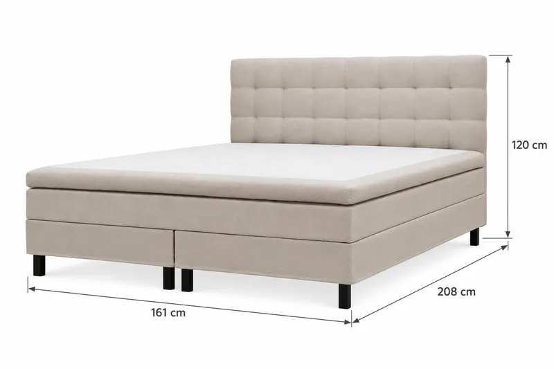 HVILA Classic Komplett sengepakke 160x200 cm Kontinentalseng med rutete sengegavl - Beige - Møbler - Senger - Kontinentalsenger