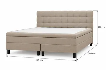 HVILA Classic Komplett sengepakke 160x200 cm Kontinentalseng med rutete sengegavl - Beige - Møbler - Senger - Kontinentalsenger