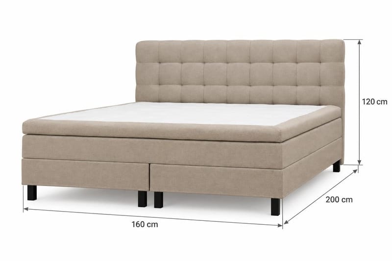HVILA Classic Komplett sengepakke 160x200 cm Kontinentalseng med rutete sengegavl - Beige - Møbler - Senger - Kontinentalsenger