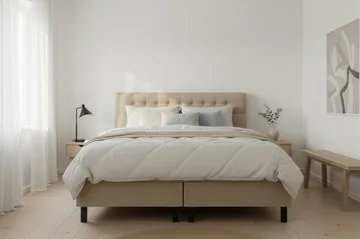 HVILA Classic komplett sengepakke 180x200 cm kontinentalseng med diamantmønstret sengegavl - Beige - Møbler - Senger - Kontinentalsenger