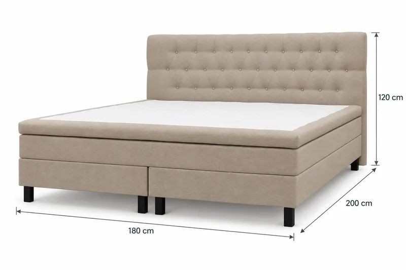 HVILA Classic Komplett sengepakke 180x200 cm Kontinentalseng med diamantmønstret sengegavl - Beige - Møbler - Senger - Kontinentalsenger