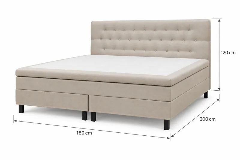 HVILA Classic Komplett sengepakke 180x200 cm Kontinentalseng med diamantmønstret sengegavl - Beige - Møbler - Senger - Kontinentalsenger