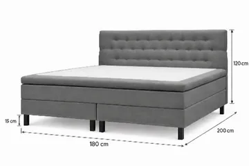 HVILA Classic Komplett sengepakke 180x200 cm Kontinentalseng med diamantmønstret sengegavl - Grå - Møbler - Senger - Kontinentalsenger