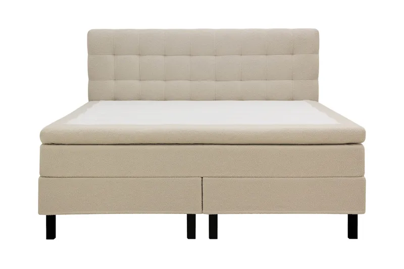 HVILA Classic komplett sengepakke 180x200 cm kontinentalseng med rutet sengegavl - Beige / Teddy - Møbler - Senger - Kontinentalsenger