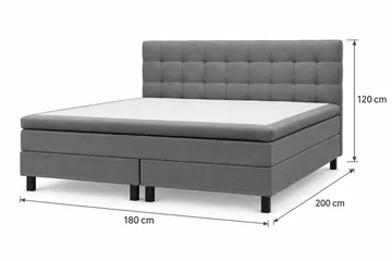 HVILA Classic Komplett sengepakke 180x200 cm Kontinentalseng med rutete sengegavl - Grå - Møbler - Senger - Kontinentalsenger