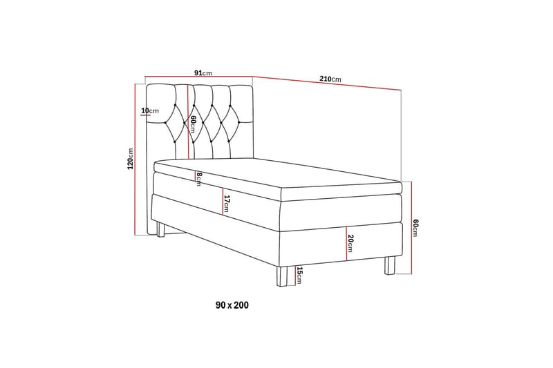 HVILA Classic komplett sengepakke 90x200 cm, kontinentalseng med diamantmønstret sengegavl - Grønn - Møbler - Senger - Kontinentalsenger