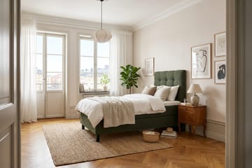 HVILA Classic komplett sengepakke 90x200 cm, kontinentalseng med rutete sengegavl - Grønn - Møbler - Senger - Kontinentalsenger