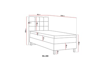 HVILA Classic komplett sengepakke 90x200 cm, kontinentalseng med rutete sengegavl - Grønn - Møbler - Senger - Kontinentalsenger