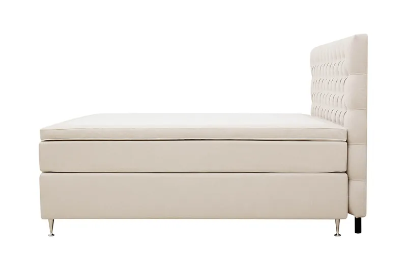 HVILA Luksus Komplett sengepakke 160x200 cm Kontinentalseng med sengegavl med knapper - Lysbeige - Møbler - Senger - Kontinentalsenger