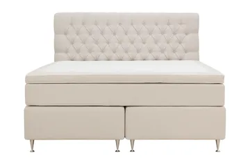 HVILA Luksus Komplett sengepakke 160x200 cm Kontinentalseng med sengegavl med knapper - Lysbeige - Møbler - Senger - Kontinentalsenger