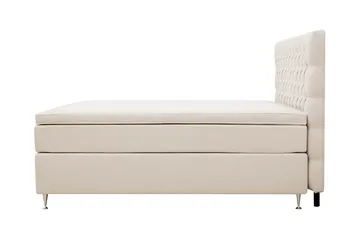 HVILA Lyx komplett sengesett 160x200 cm kontinentalseng med knappepolstret sengegavl - Lys beige - Møbler - Senger - Kontinentalsenger