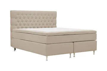 HVILA Lyx komplett sengesett 180x200 cm kontinentalseng med knappepolstret sengegavl - Beige - Møbler - Senger - Kontinentalsenger