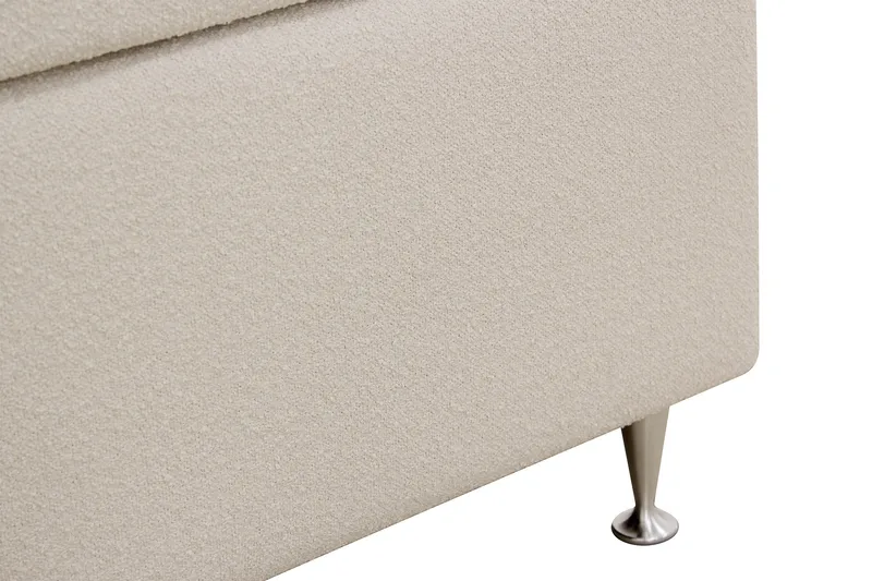 HVILA Lyx komplett sengesett 180x200 cm kontinentalseng med knappepolstret sengegavl i bouclé - Ivory / Bouclé - Møbler - Senger - Kontinentalsenger