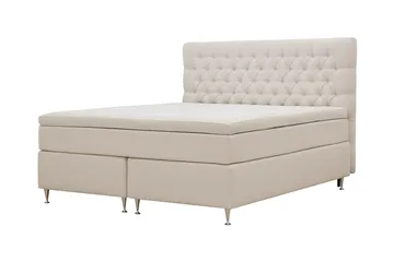 HVILA Lyx komplett sengesett 180x200 cm kontinentalseng med knappepolstret sengegavl i bouclé - Ivory / Bouclé - Møbler - Senger - Kontinentalsenger