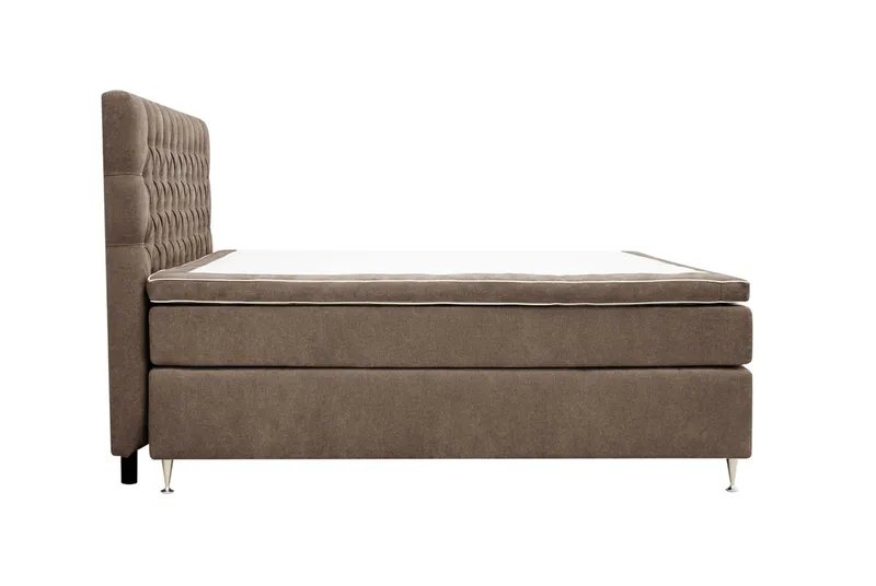 HVILA Lyx komplett sengesett 180x200 cm kontinentalseng med knappepolstret sengegavl i chenille - Mørkebrun - Møbler - Senger - Kontinentalsenger