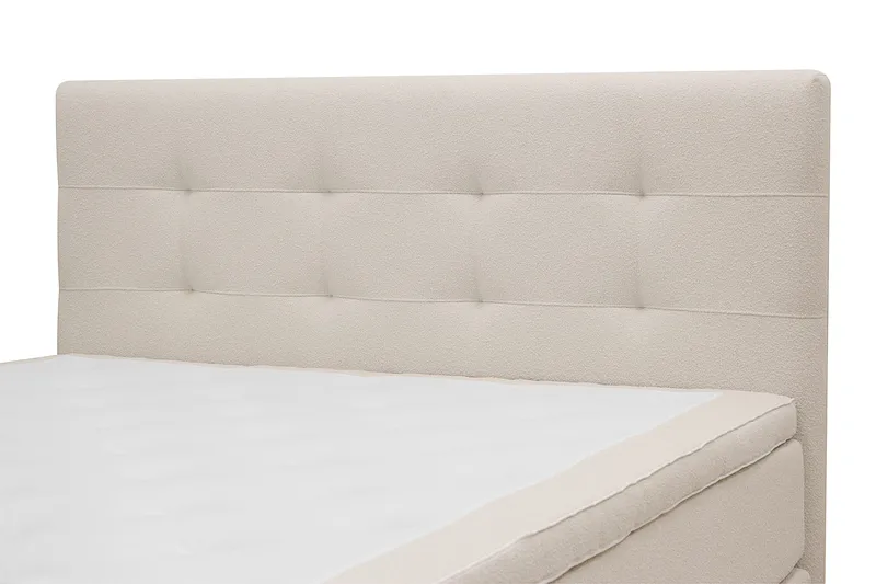 HVILA Premium Komplett Sengpakke 180x200 cm Kontinentalseng med Sengegavl - Lysebeige bouclé - Møbler - Senger - Kontinentalsenger