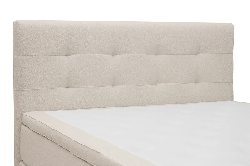 HVILA Premium komplett sengepakke 180x200 cm kontinentalseng med sengegavl - Lysbeige bouclé - Møbler - Senger - Kontinentalsenger