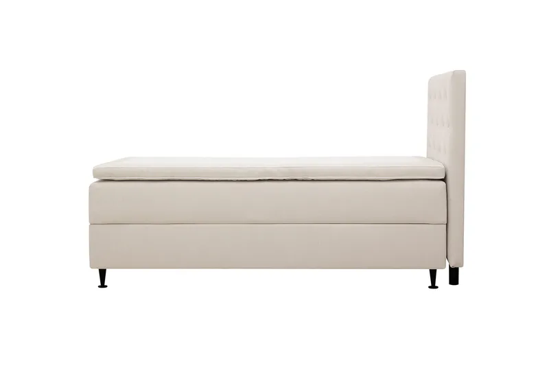 HVILA Plus Komplett Sengepakke – Kontinentalseng 90x200 cm i Stoff med Oppbevaring, Sengegavl + Overmadrass med Fasthetsgrad Medium Fast - Lysebeige - Møbler - Senger - Kontinentalsenger